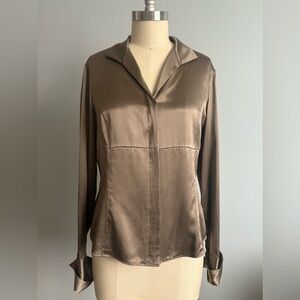 Chic Silk Women's Blouse in Brown